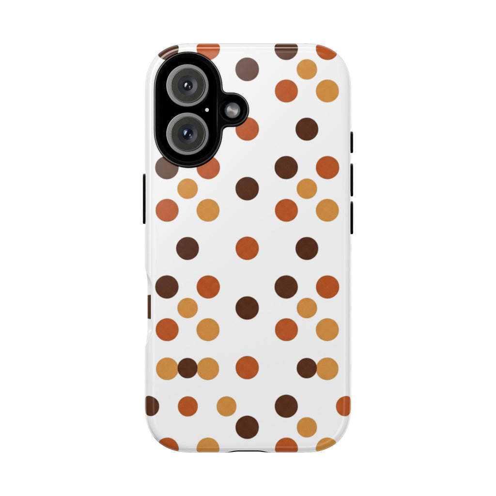 Autumn Polka Dot Phone Case — Retro Brown & Orange Protective Tough Case