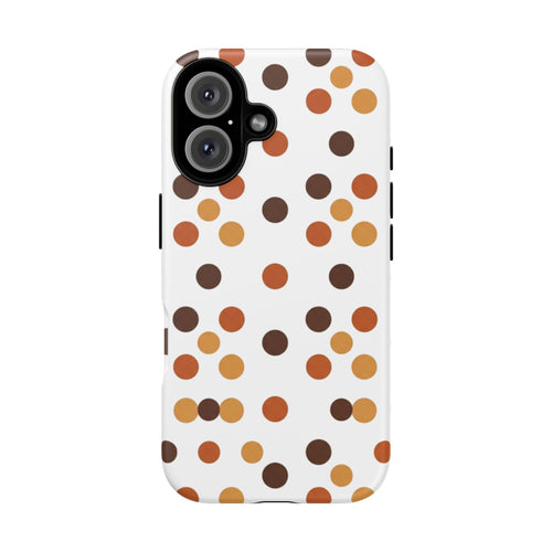 Autumn Polka Dot Phone Case — Retro Brown & Orange Protective Tough Case