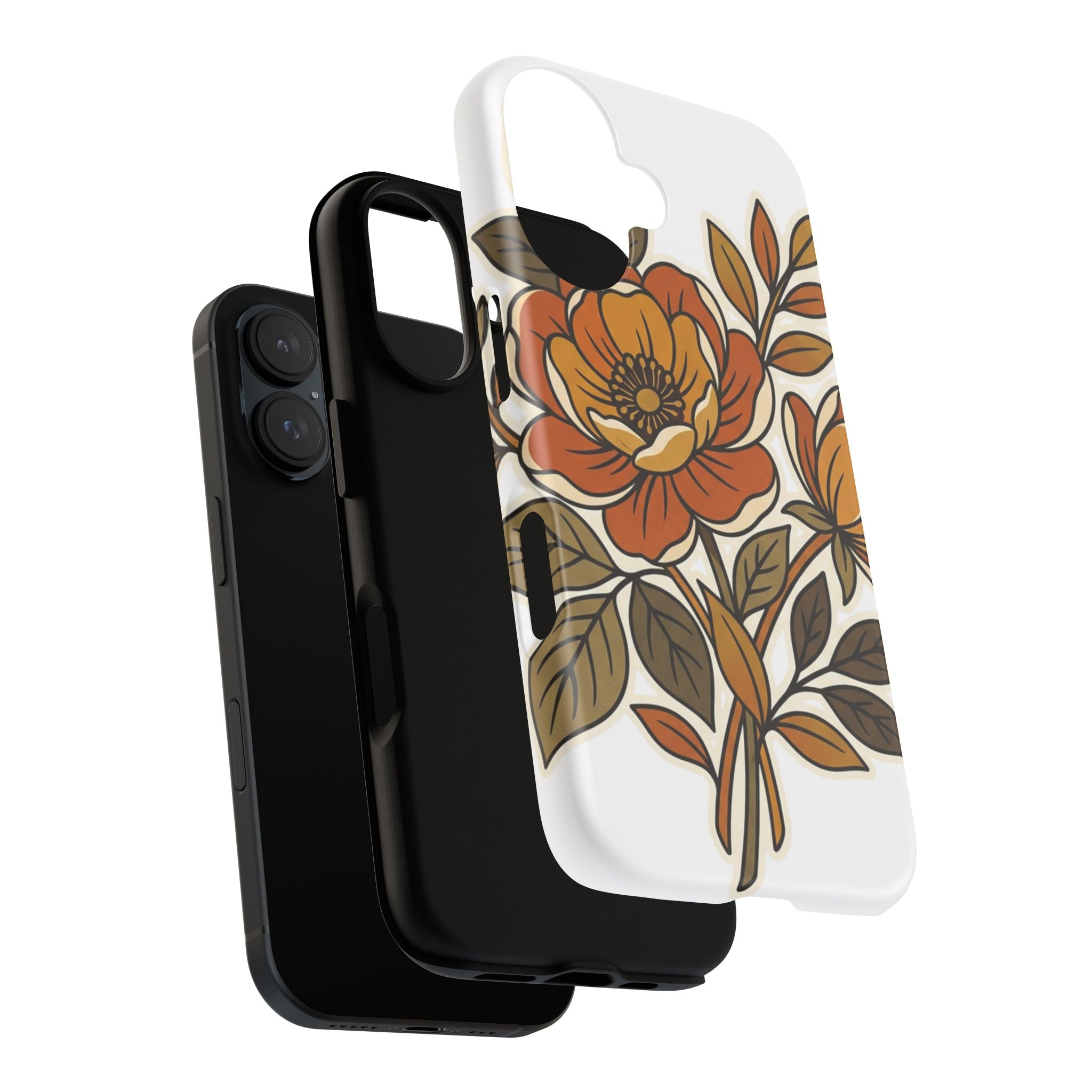 Floral Vintage Orange Tough Case — Retro Autumn Flower Phone Cover