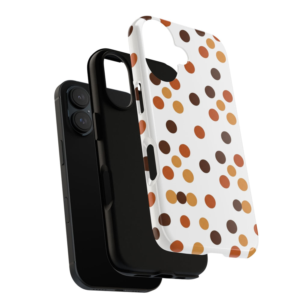 Autumn Polka Dot Phone Case — Retro Brown & Orange Protective Tough Case