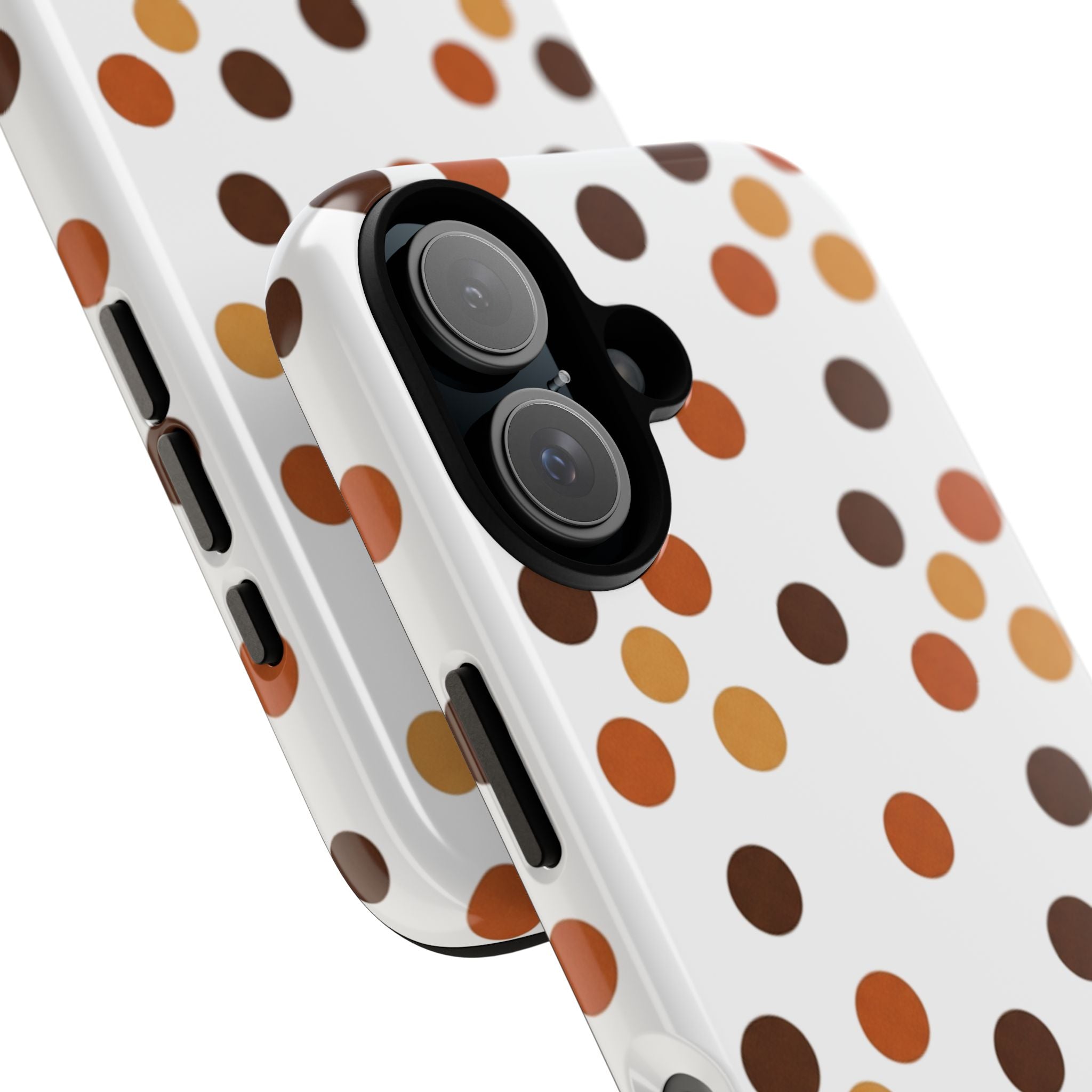 Autumn Polka Dot Phone Case — Retro Brown & Orange Protective Tough Case