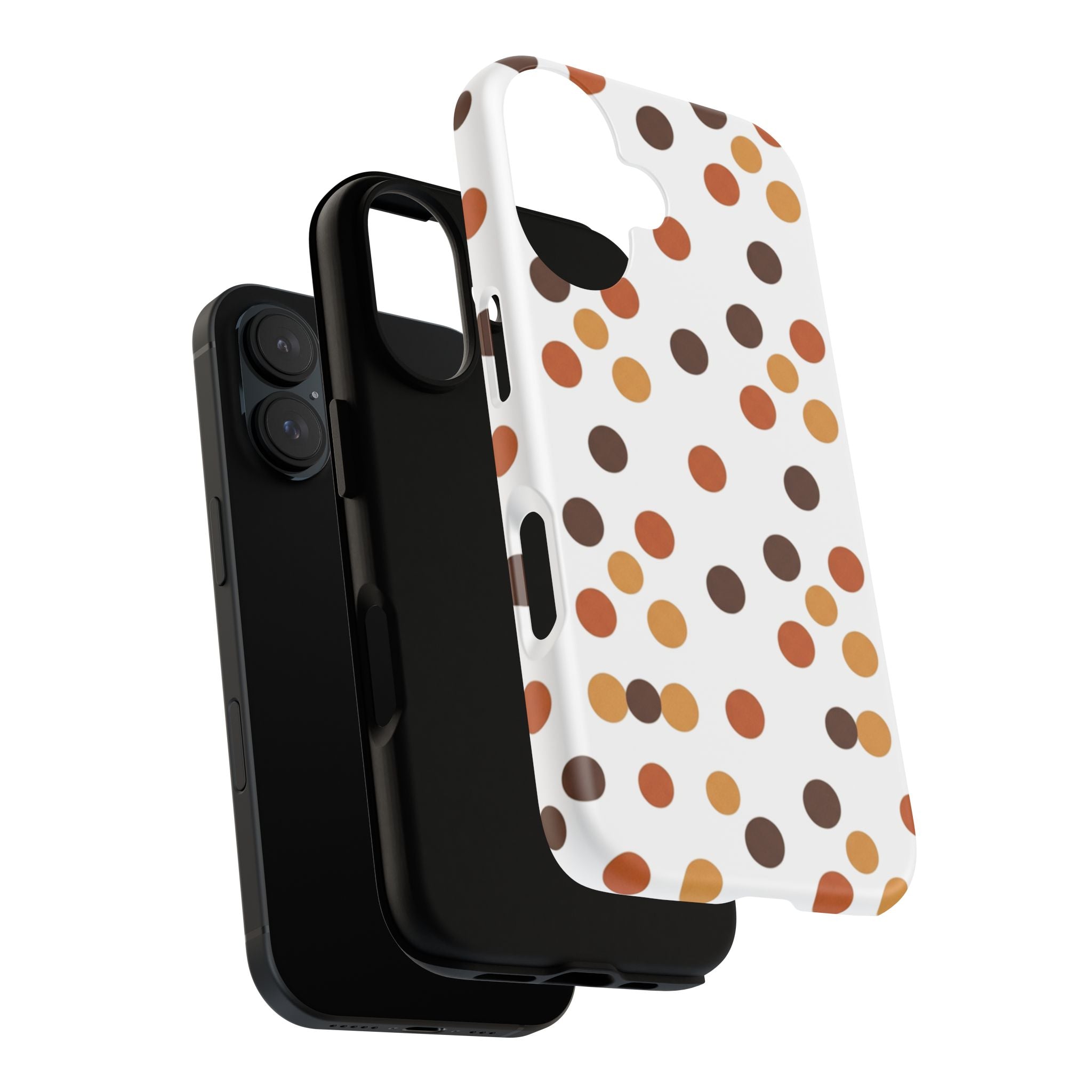 Autumn Polka Dot Phone Case — Retro Brown & Orange Protective Tough Case