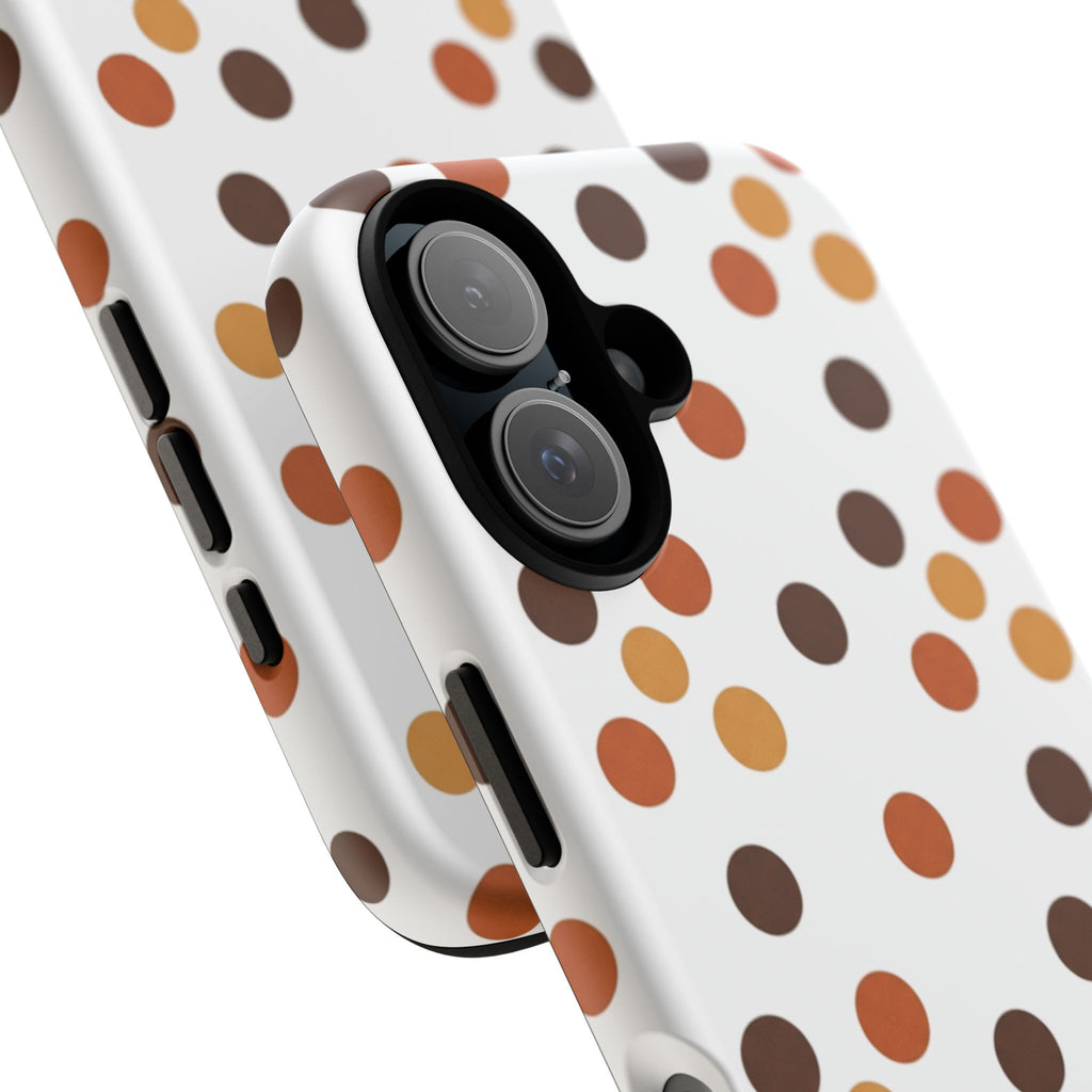 Autumn Polka Dot Phone Case — Retro Brown & Orange Protective Tough Case