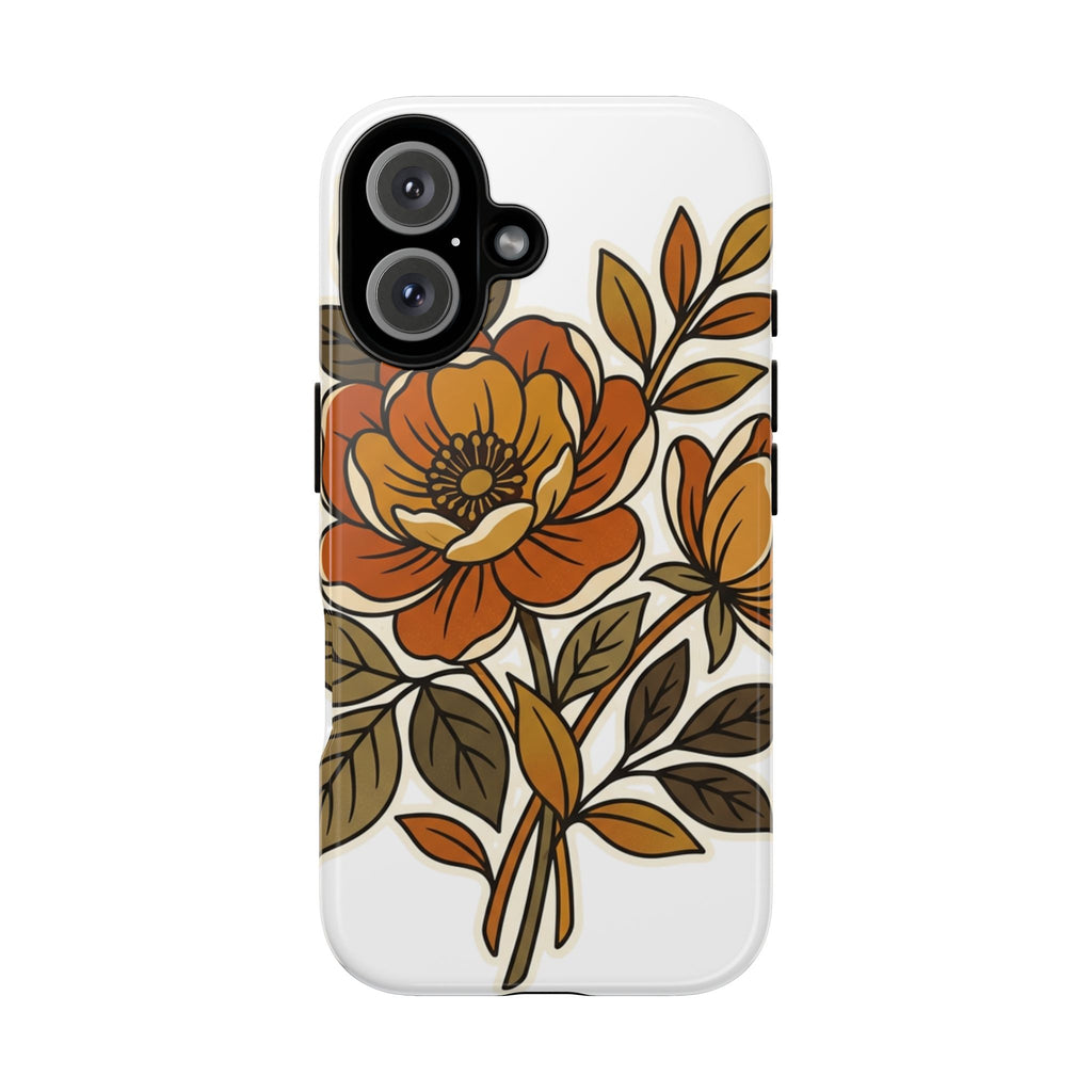 Floral Vintage Orange Tough Case — Retro Autumn Flower Phone Cover