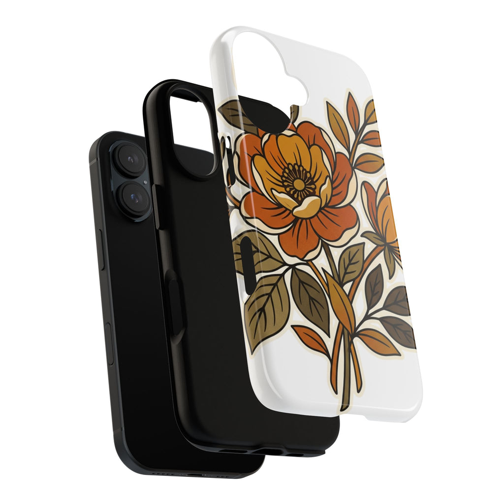 Floral Vintage Orange Tough Case — Retro Autumn Flower Phone Cover
