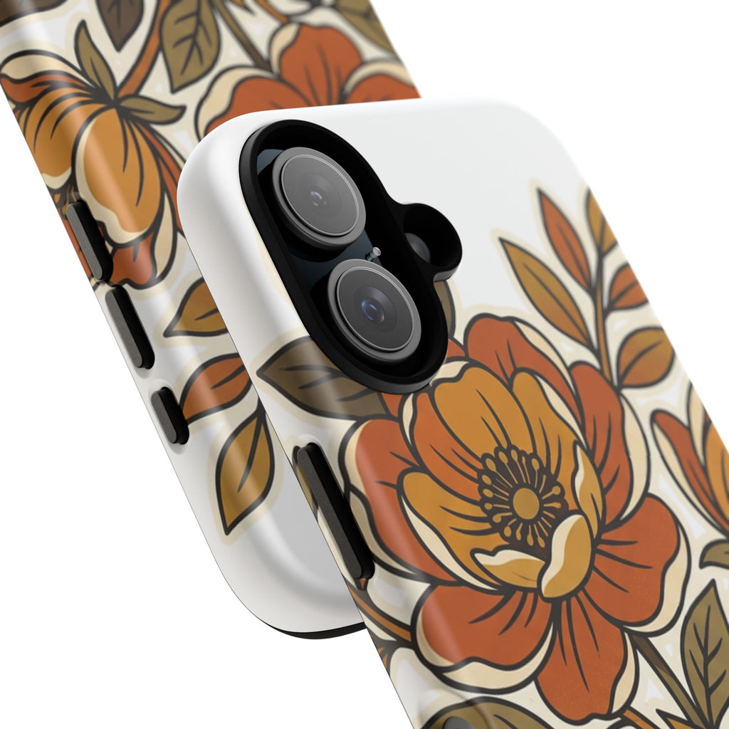 Floral Vintage Orange Tough Case — Retro Autumn Flower Phone Cover