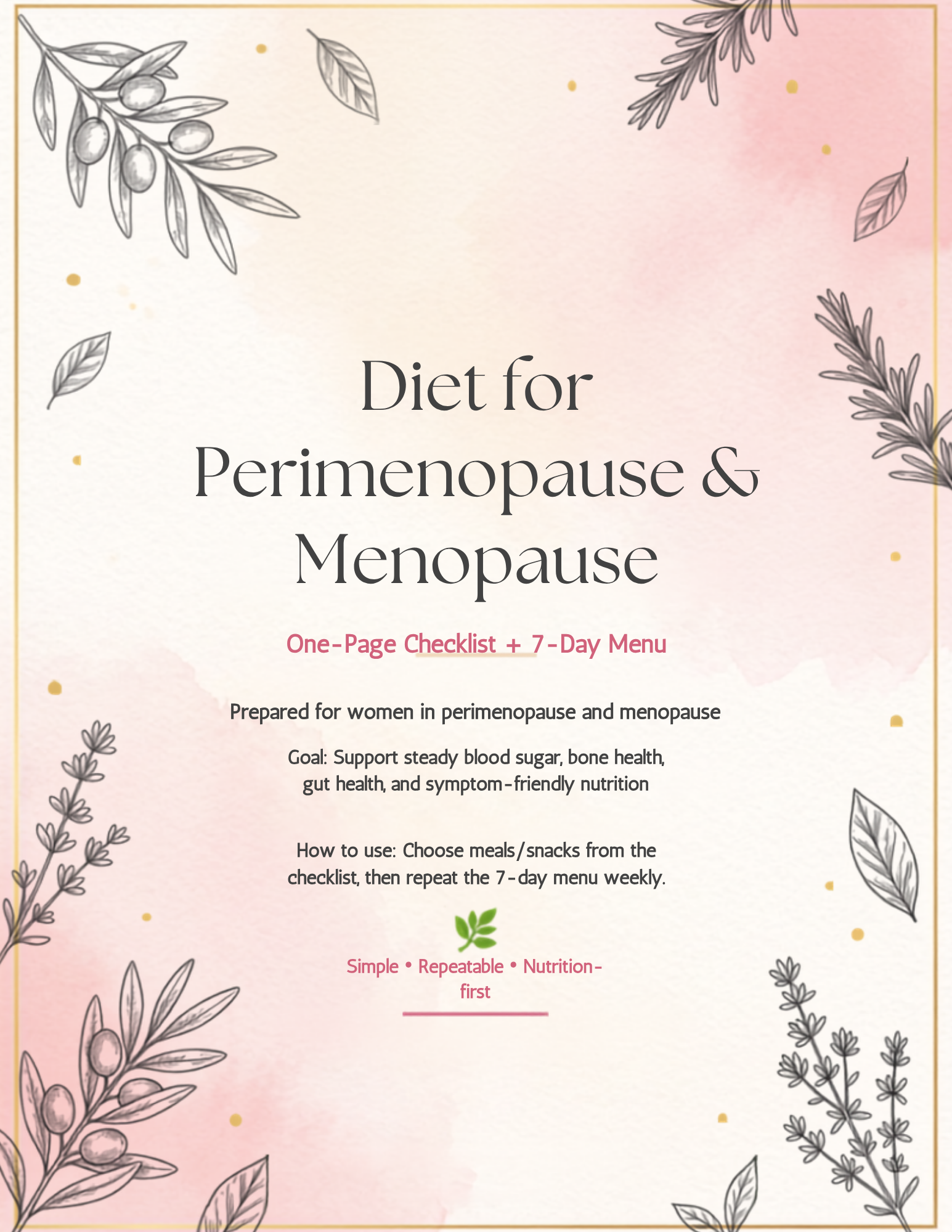 Diet Planner for Perimenopause and Menopause